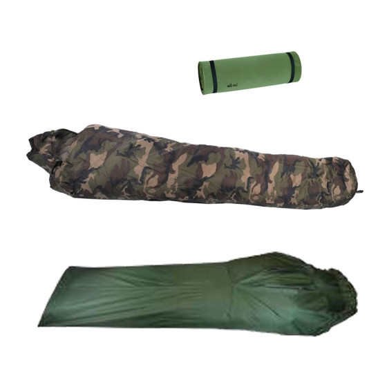 PACK COMPLET COUCHAGE MILITAIRE - SAC DE COUCHAGE + SURSAC + TAPIS DE SOL