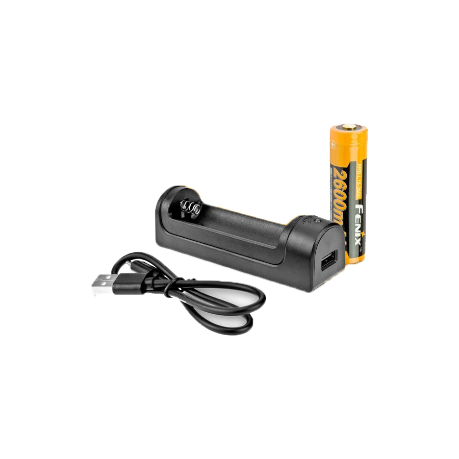 PACK CHARGEUR SIMPLE + ACCU RECHARGEABLE FENIX 18650 3.6V/2600MAH