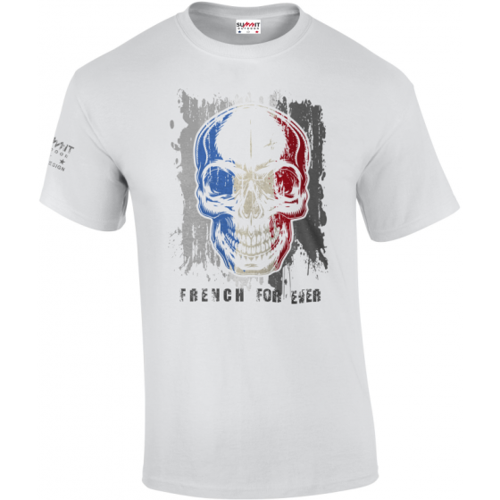 T-SHIRT MILITAIRE FRENCH FOREVER BLANC