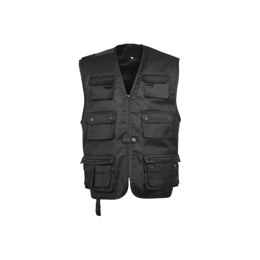 GILET REPORTER MULTI-POCHES NOIR