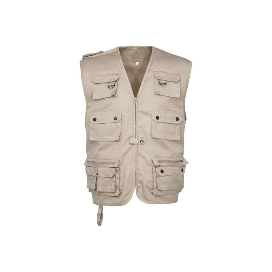 GILET REPORTER MULTI-POCHES BEIGE GILET REPORTER MULTI-POCHES BEIGE