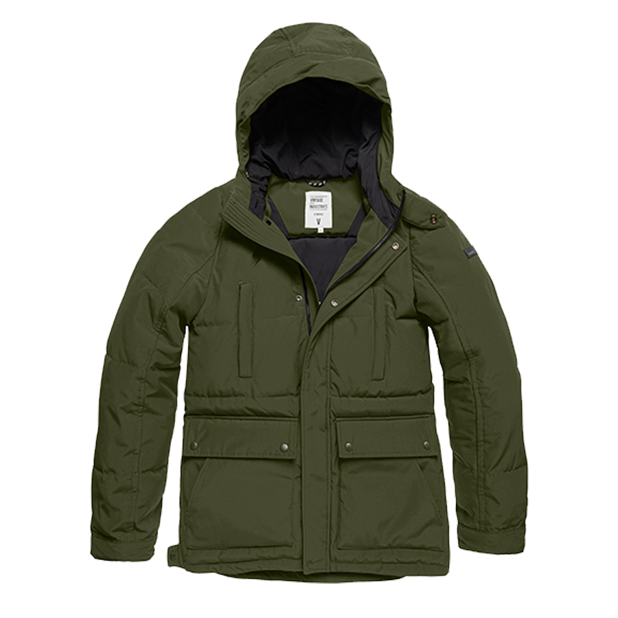PARKA MATELASSÉE MILO VINTAGE INDUSTRIES VERT OD PARKA MATELASSÉE MILO VINTAGE INDUSTRIES VERT OD