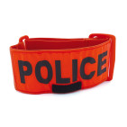 BRASSARD FLUO ORANGE POLICE AVEC SUPPORT RIO