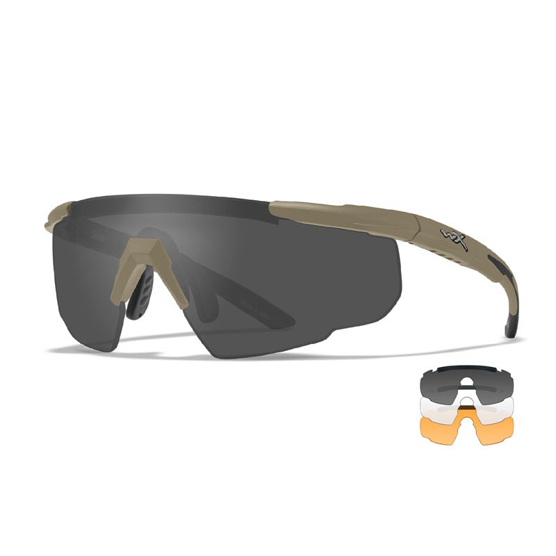 LUNETTES DE TIR SABER WILEY X TAN ÉCRANS FUMÉ/INCOLORE/ORANGE