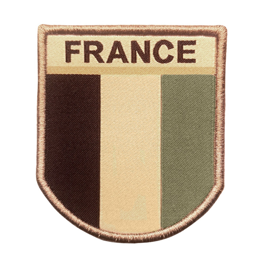 ÉCUSSON MILITAIRE FRANCE BRODÉ SUR TISSU DÉSERT