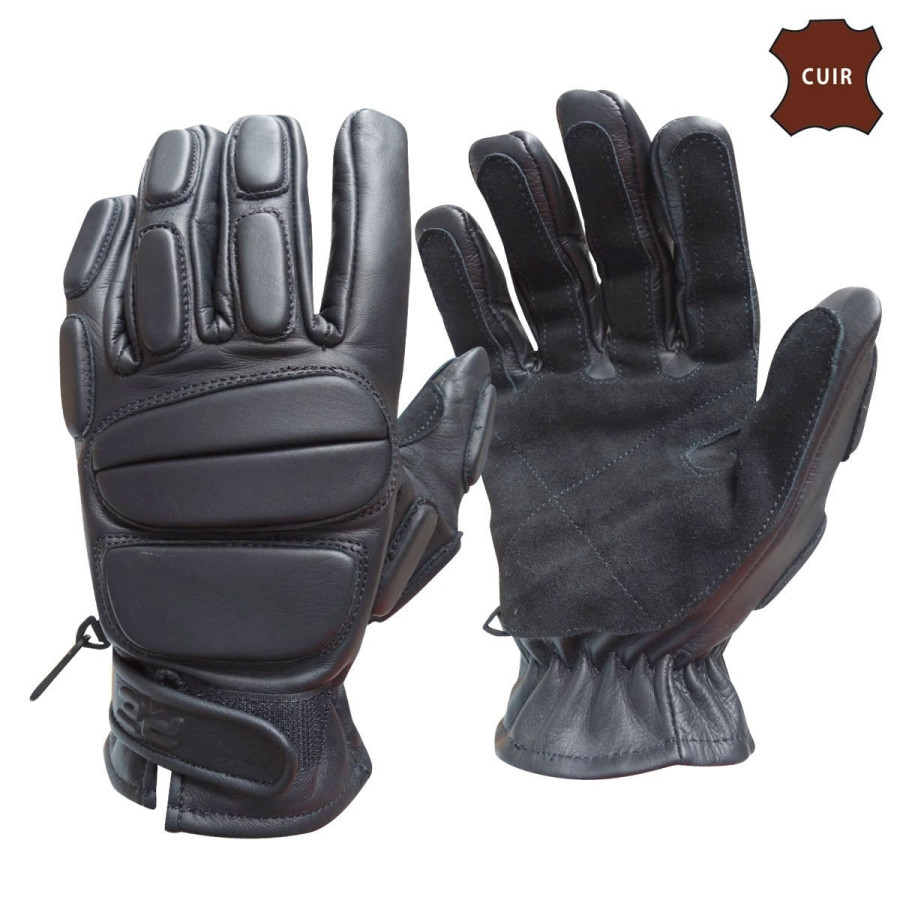 GANTS D'INTERVENTION SWAT CUIR NOIR