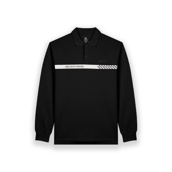 POLO MANCHES LONGUES SECURITE PRIVEE GK SAFETEK COTON NOIR