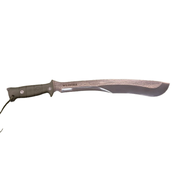 Machette WILDSTEER TIGER – Robuste & Artisanale, Lame Aluminium Brossée, Manche Tactiprene Kaki, Étui Kydex MOLLE