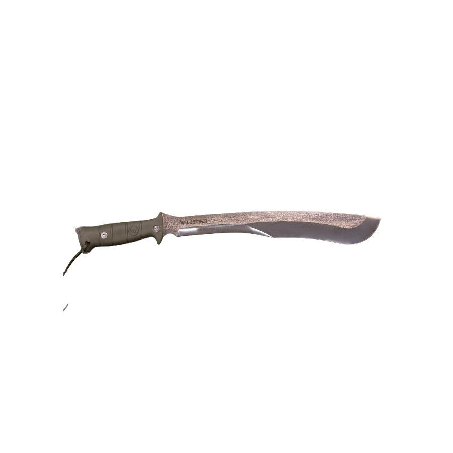 Machette WILDSTEER TIGER – Robuste & Artisanale, Lame Aluminium Brossée, Manche Tactiprene Kaki, Étui Kydex MOLLE Machette WILDSTEER TIGER – Robuste & Artisanale, Lame Aluminium Brossée, Manche Tactiprene Kaki, Étui Kydex MOLLE