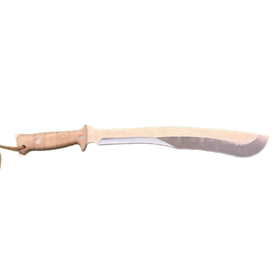 Machette WILDSTEER TIGER – Robuste & Artisanale, Lame Aluminium Brossée, Manche Tactiprene Coyote, Étui Kydex MOLLE