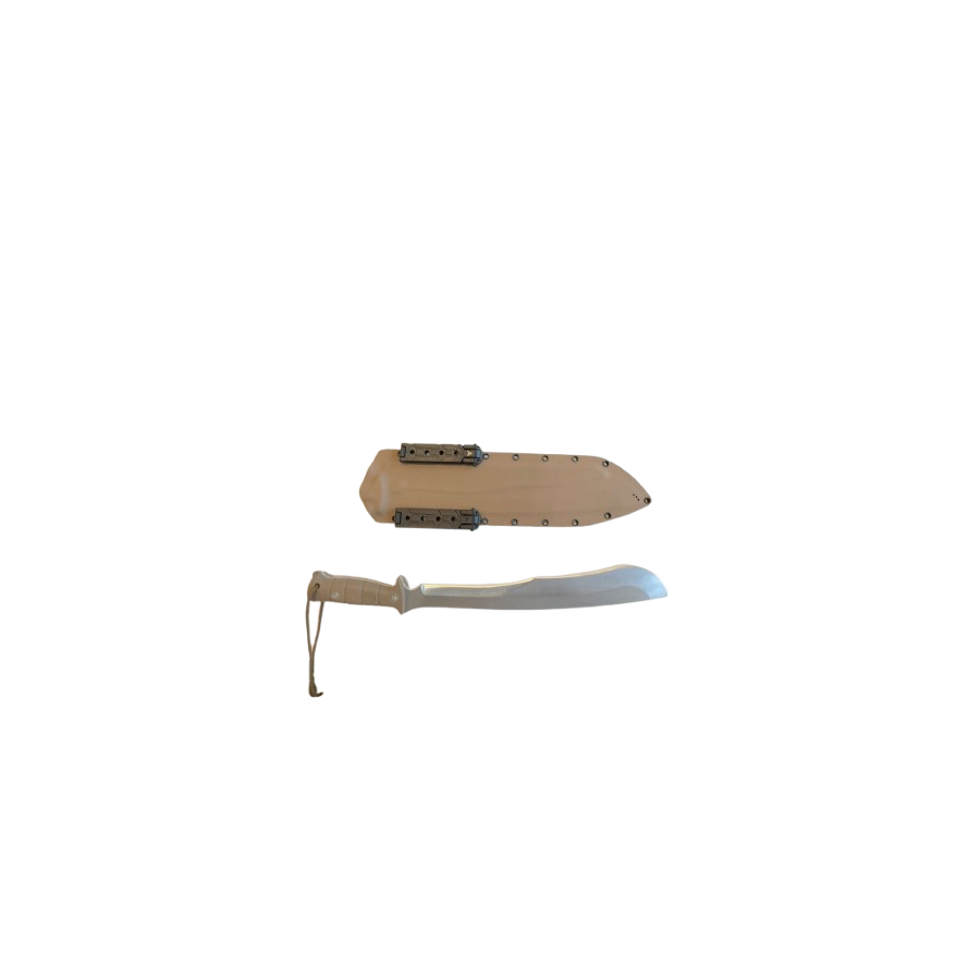 Machette WILDSTEER TIGER – Robuste & Artisanale, Lame Aluminium Brossée, Manche Tactiprene Coyote, Étui Kydex MOLLE