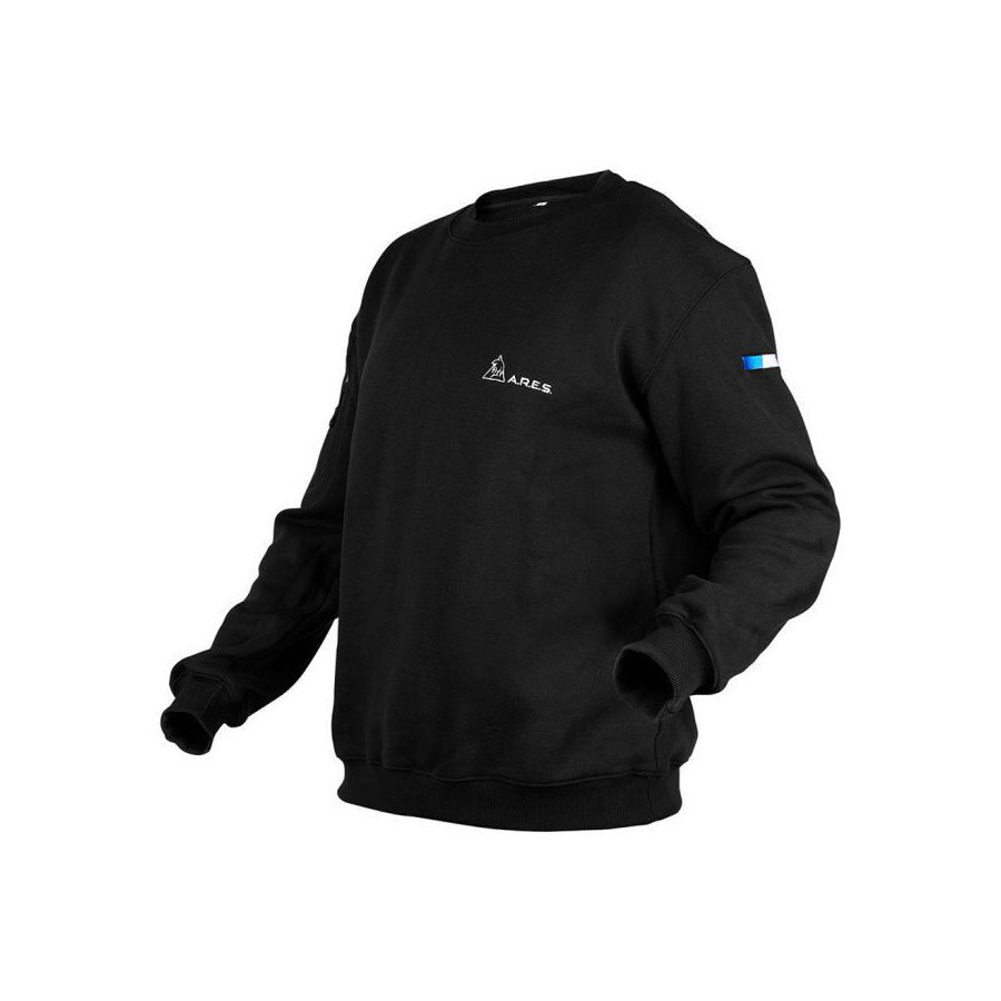 SWEAT-SHIRT MILITAIRE SANS CAPUCHE ARES FRENCH ARMY NOIR