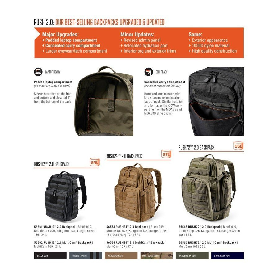 SAC A DOS RUSH 12 2.0 24 LITRES 5.11 MULTICAM