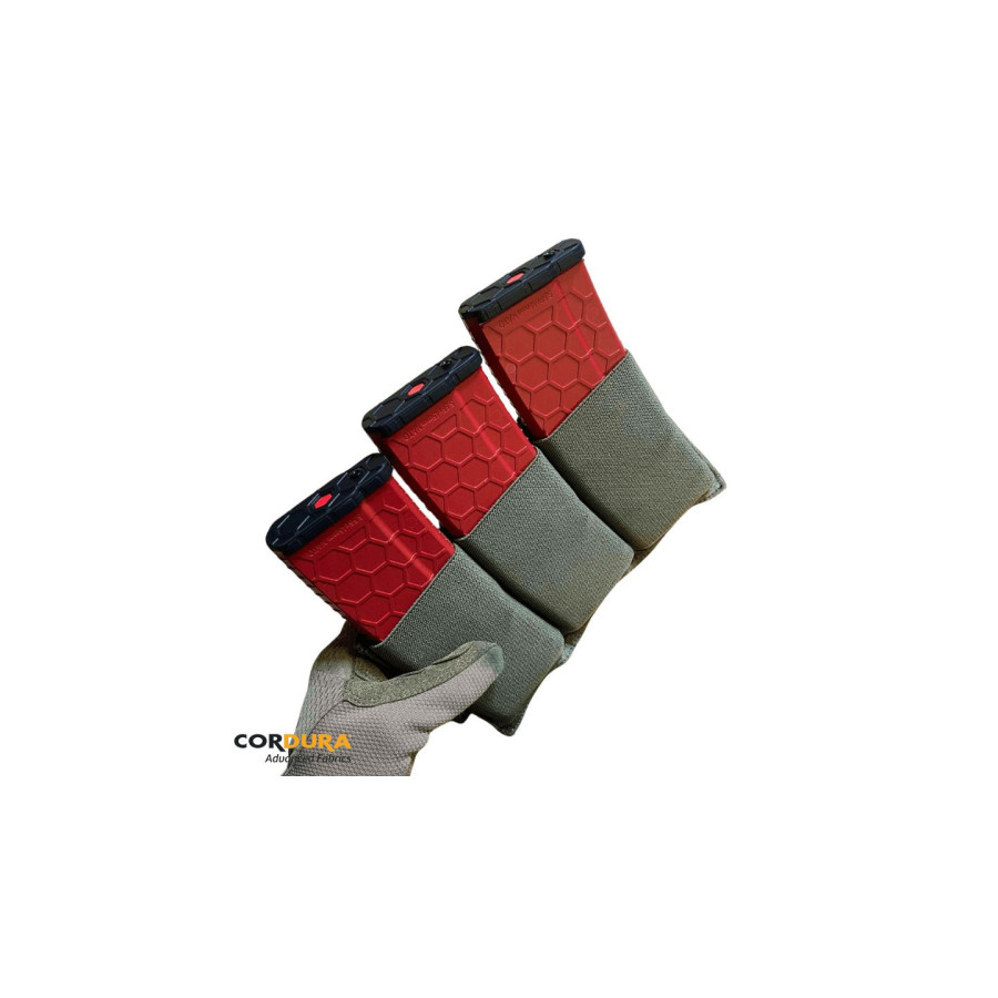 PORTE CHARGEUR TRIPLE HONOR 5.56 ELASTIQUE OLIVE