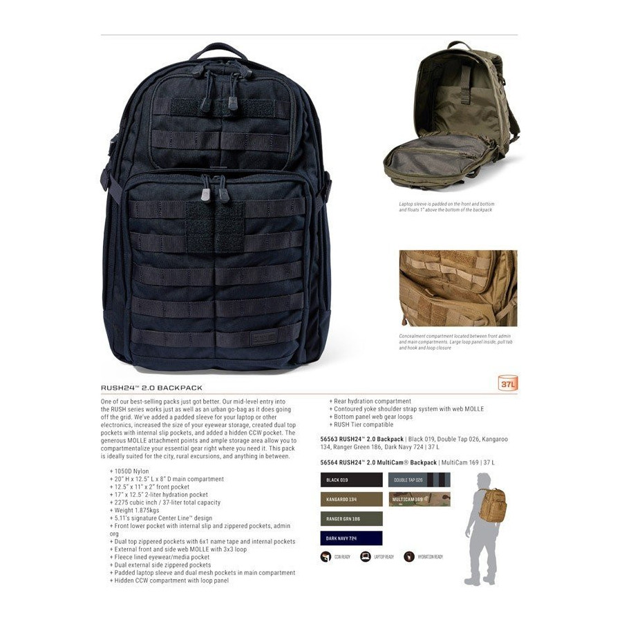 Sac tactique Rush 24 5.11 noir