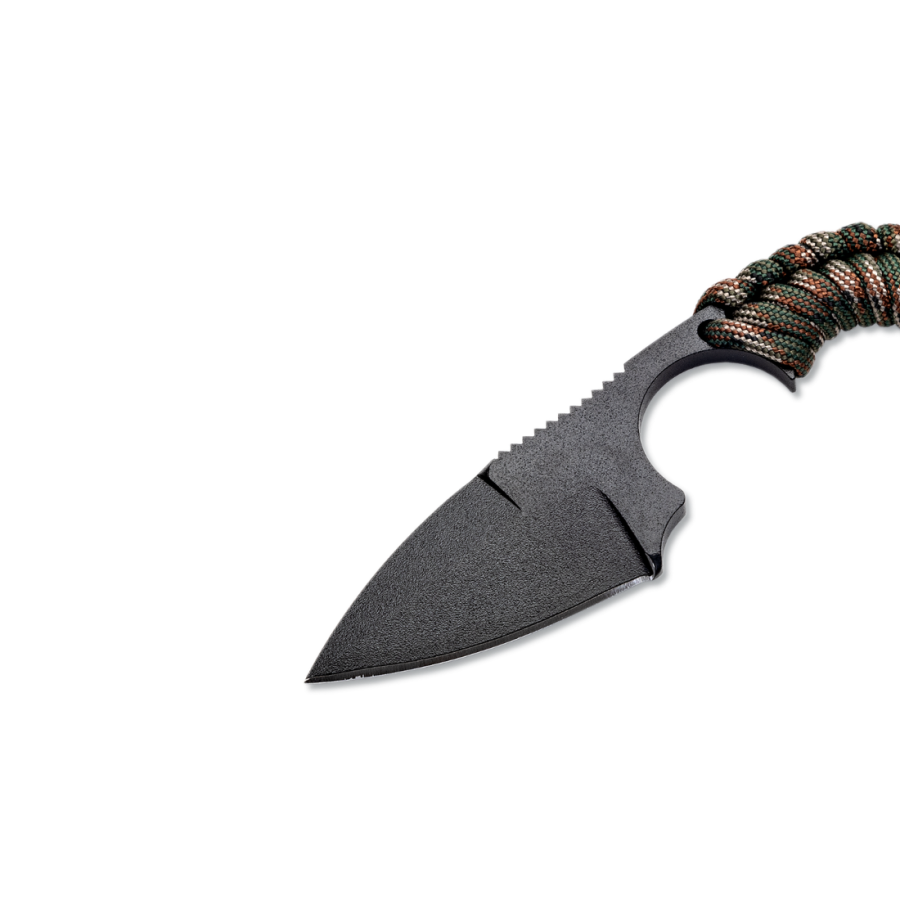 Couteau de combat KRILL Woodland – lame noire tactique | Wildsteer