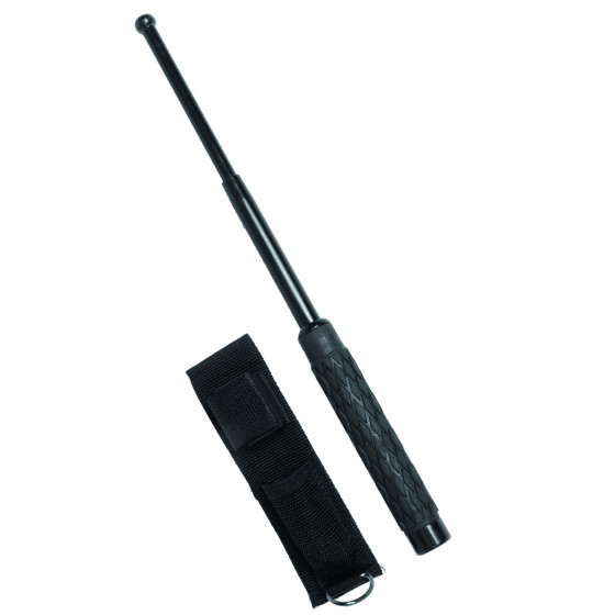 Bâton de défense téléscopique chromé 23-60 cm manche mousse + étui